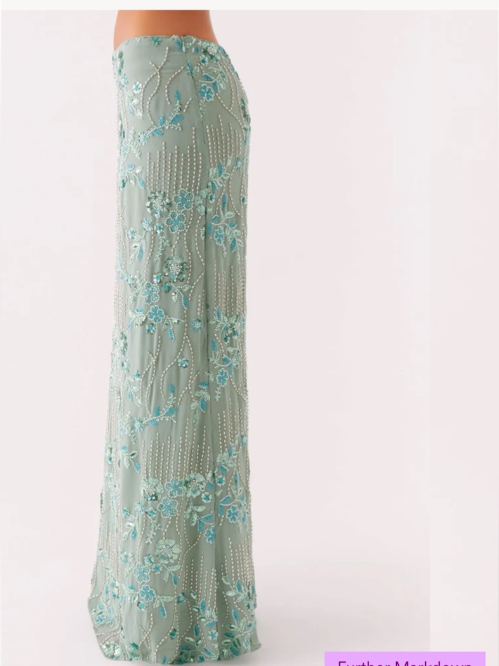 Peppermayo Corinne Low Rise Sequin Maxi Skirt - Mint - Picture 3 of 9